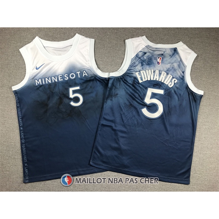 Maillot Enfant Minnesota Timberwolves Anthony Edwards NO 5 Ville 2023-24 Bleu